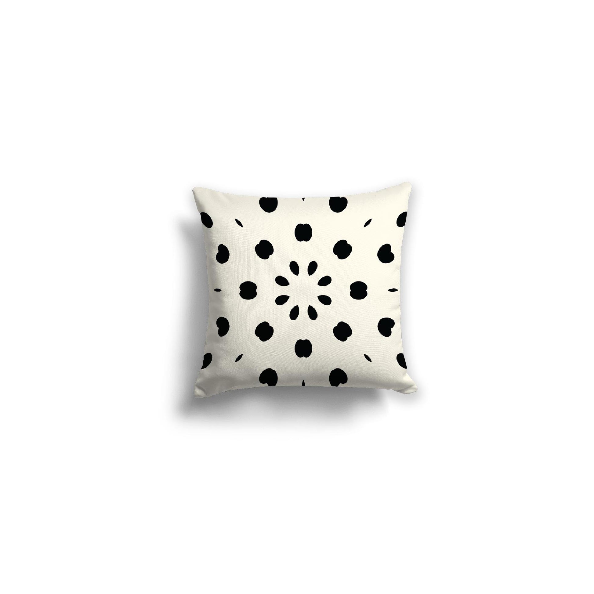 Pale Cream Spun Polyester Throw Pillow with Black Burst Pattern on Front, Size 14 x 14 inches / 36 x 36 cm