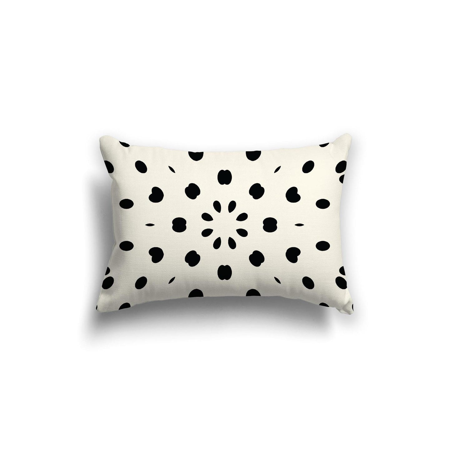 Pale Cream Spun Polyester Throw Pillow with Black Burst Pattern on Front, Size 20 x 14 inches / 51 x 36 cm