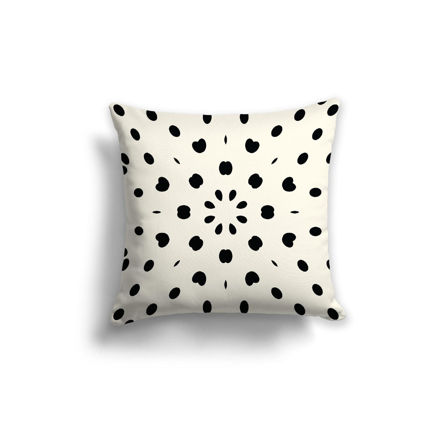 Pale Cream Spun Polyester Throw Pillow with Black Burst Pattern on Front, Size 20 x 20 inches / 51 x 51 cm