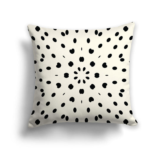 Pale Cream Spun Polyester Throw Pillow with Black Burst Pattern on Front, Size 26 x 26 inches / 66 x 66 cm