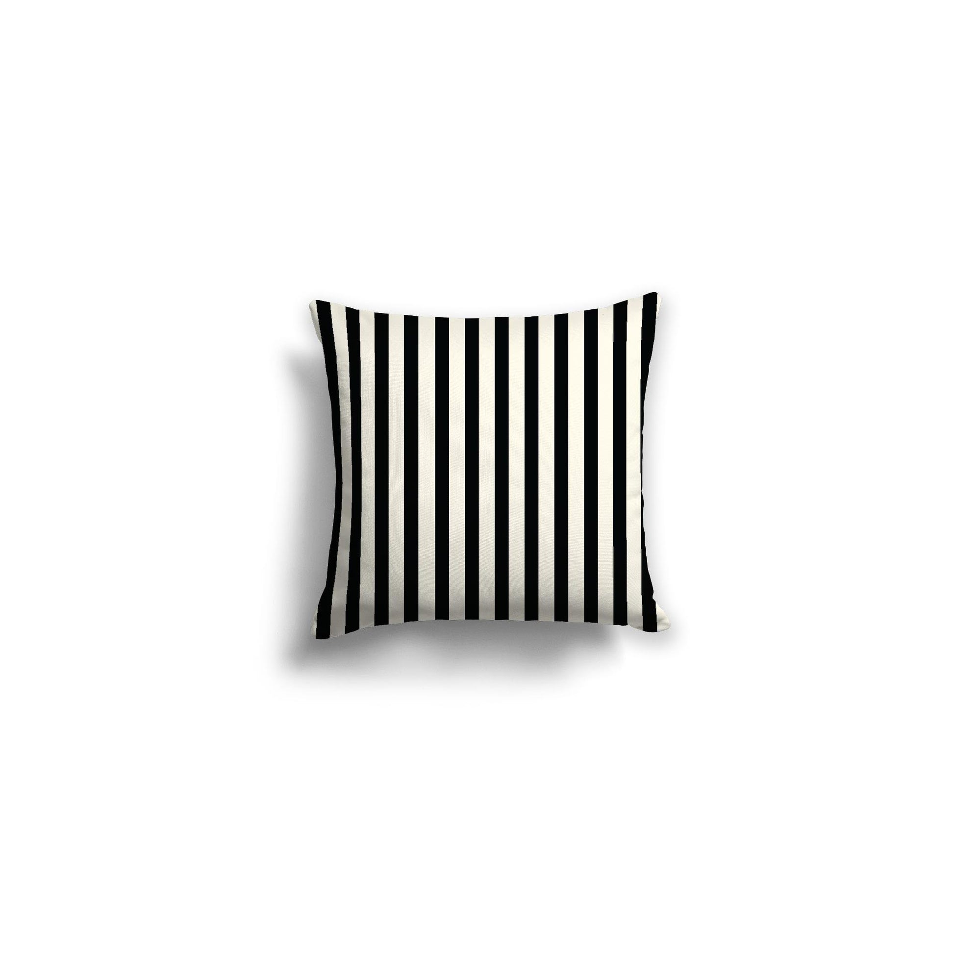Pale Cream Spun Polyester Throw Pillow with Thin Black Bars on Front, Size 14 x 14 inches / 36 x 36 cm