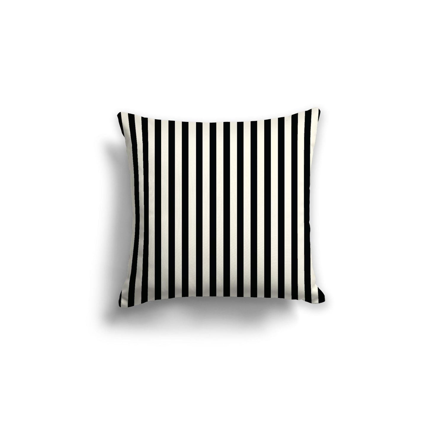Pale Cream Spun Polyester Throw Pillow with Thin Black Bars on Front, Size 18 x 18 inches / 46 x 46 cm