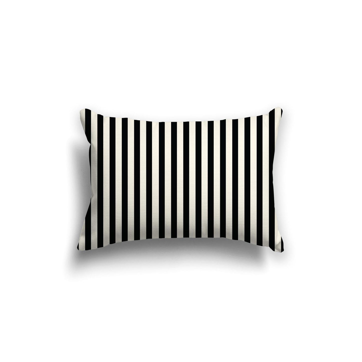 Pale Cream Spun Polyester Throw Pillow with Thin Black Bars on Front, Size 20 x 14 inches / 51 x 36 cm