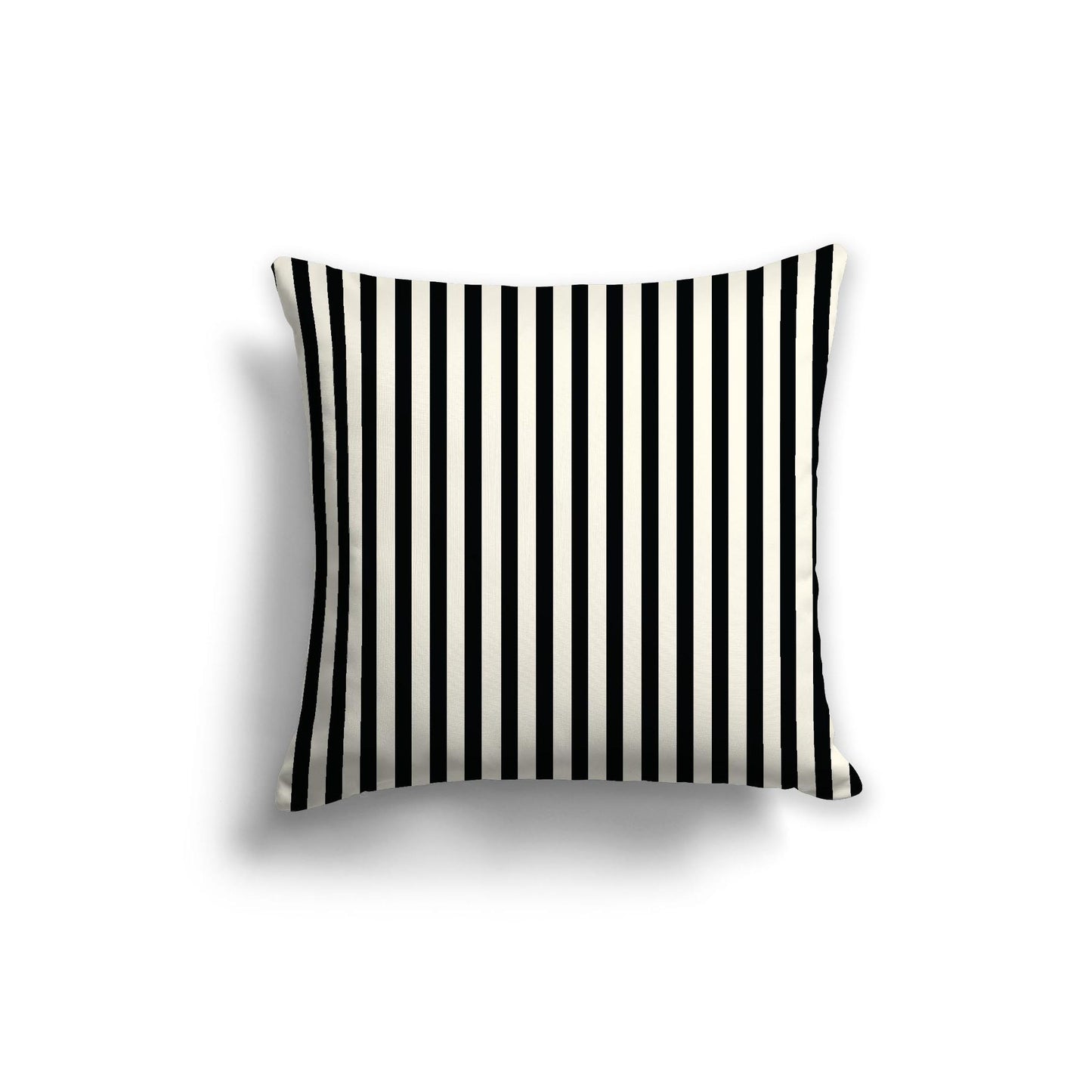 Pale Cream Spun Polyester Throw Pillow with Thin Black Bars on Front, Size 20 x 20 inches / 51 x 51 cm