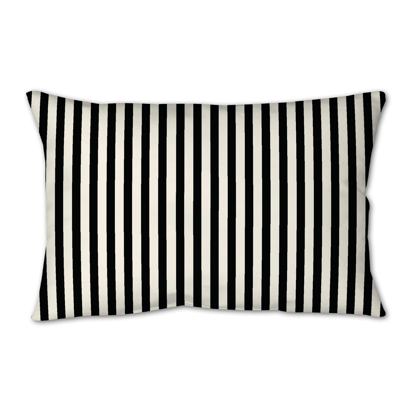 Pale Cream Spun Polyester Throw Pillow with Thin Black Bars on Front, Size 25 x 18 inches / 63.5 x 66 cm