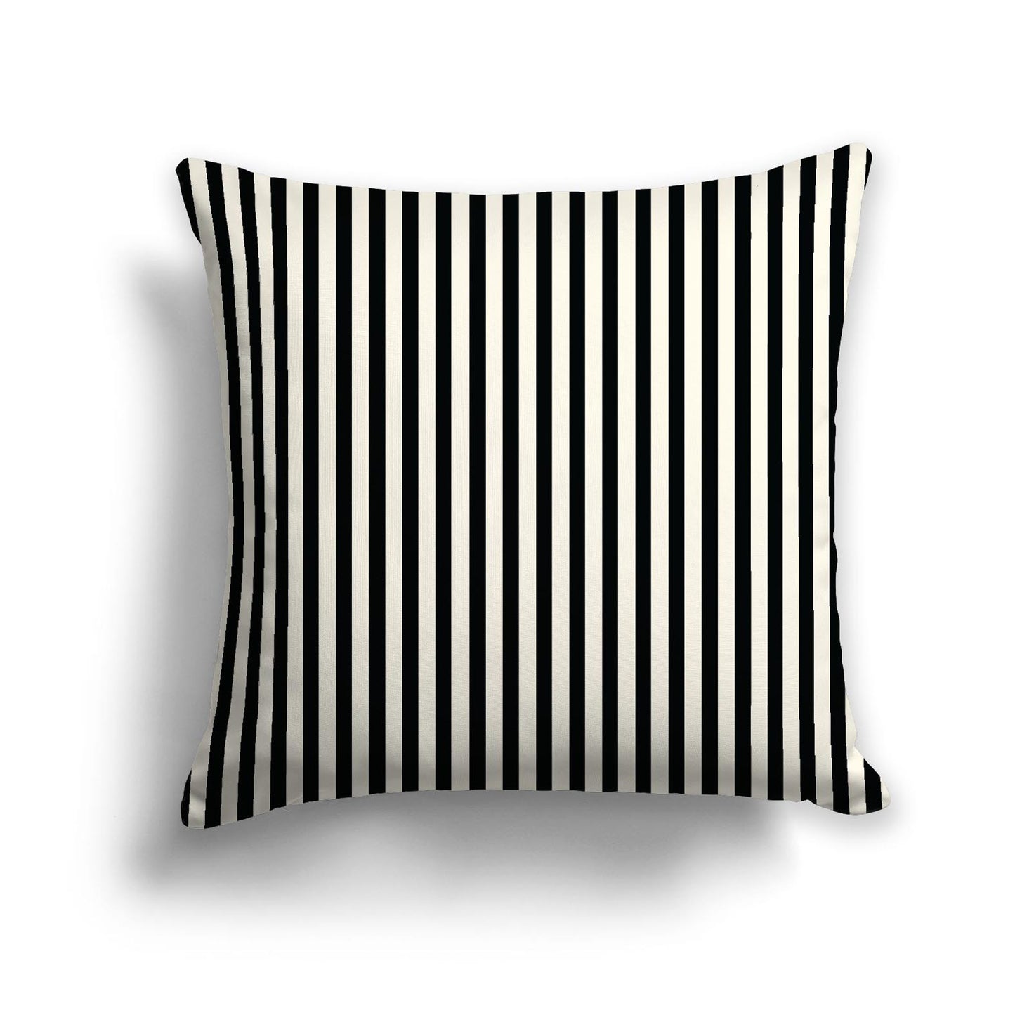 Pale Cream Spun Polyester Throw Pillow with Thin Black Bars on Front, Size 26 x 26 inches / 66 x 66 cm