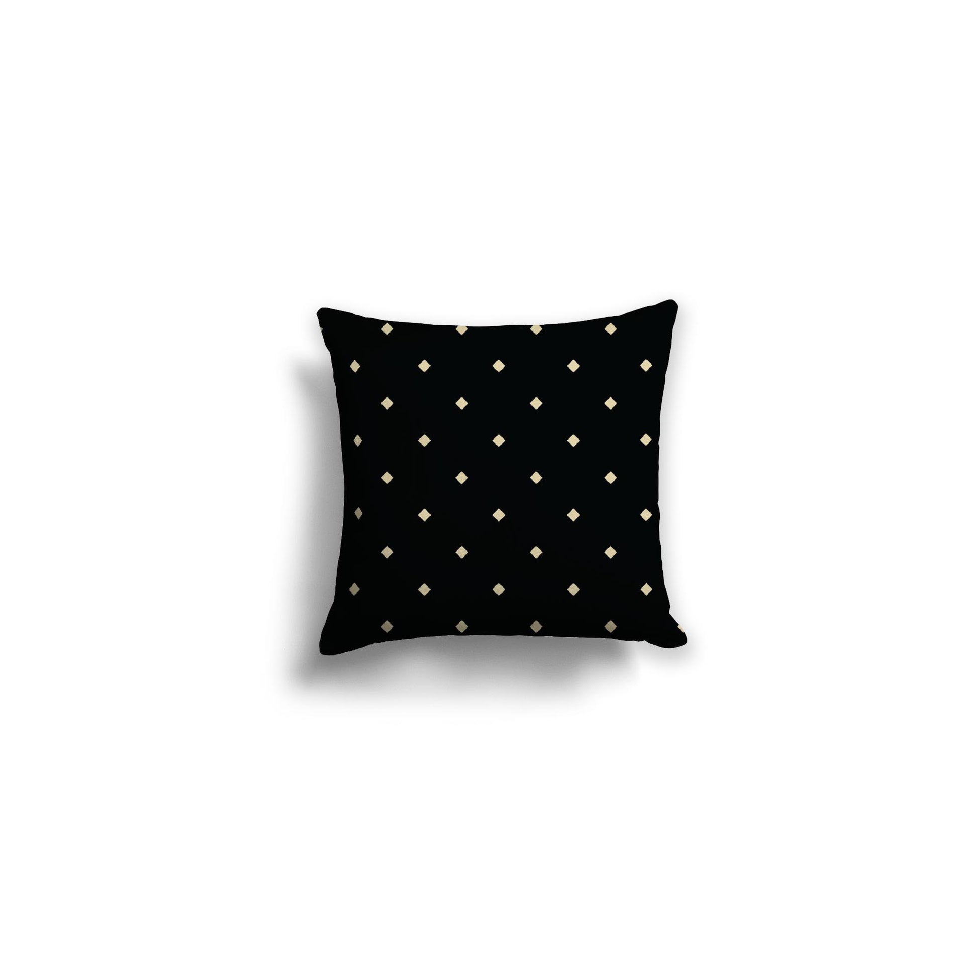 Black Spun Polyester Throw Pillow with Desert Sand Diamonds on Front, Size 14 x 14 inches / 36 x 36 cm