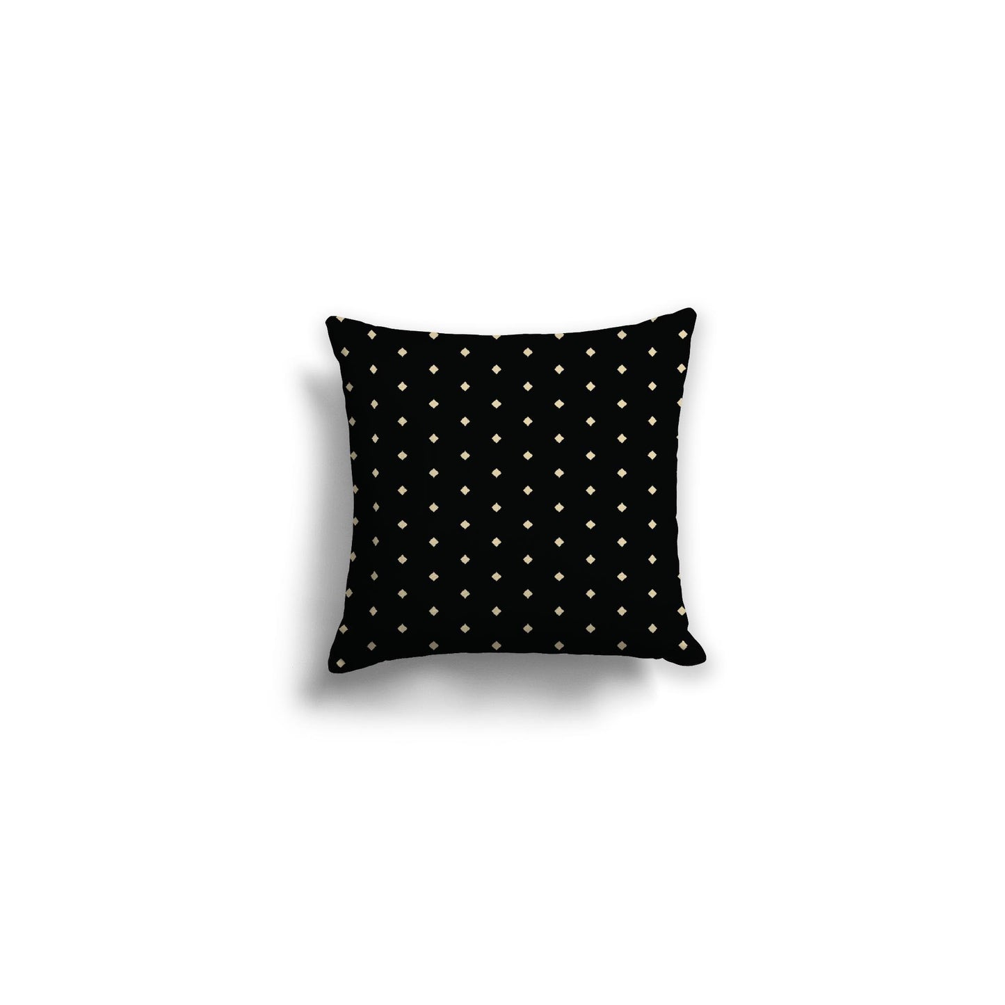Black Spun Polyester Throw Pillow with Fine Desert Sand Diamonds on Front, Size 14 x 14 inches / 36 x 36 cm