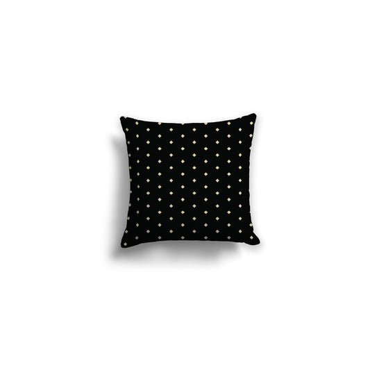 Black Spun Polyester Throw Pillow with Fine Tan Diamonds on Front | 14 x 14 inches 
