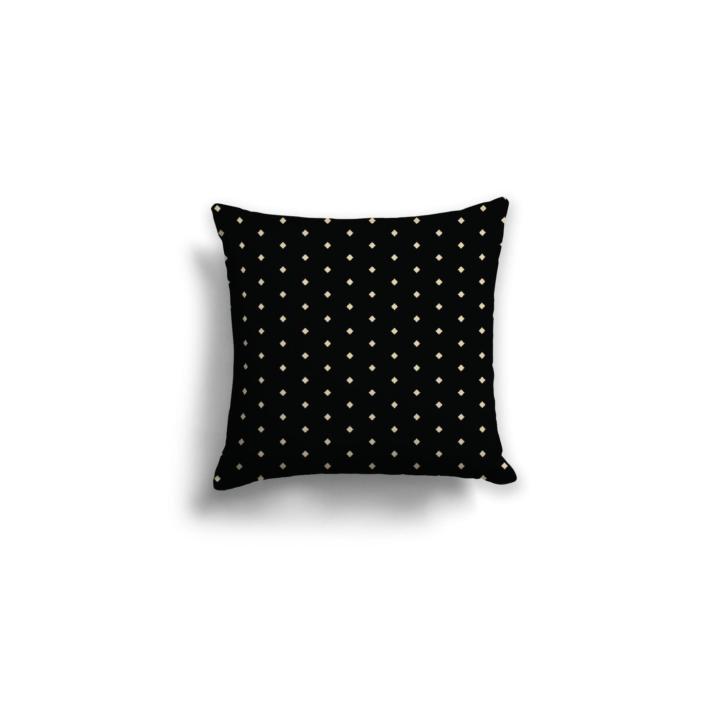 Black Spun Polyester Throw Pillow with Fine Desert Sand Diamonds on Front, Size 16 x 16 inches / 41 x 41 cm