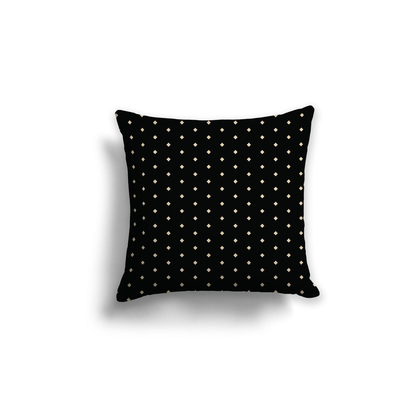 Black Spun Polyester Throw Pillow with Fine Desert Sand Diamonds on Front, Size 18 x 18 inches / 46 x 46 cm