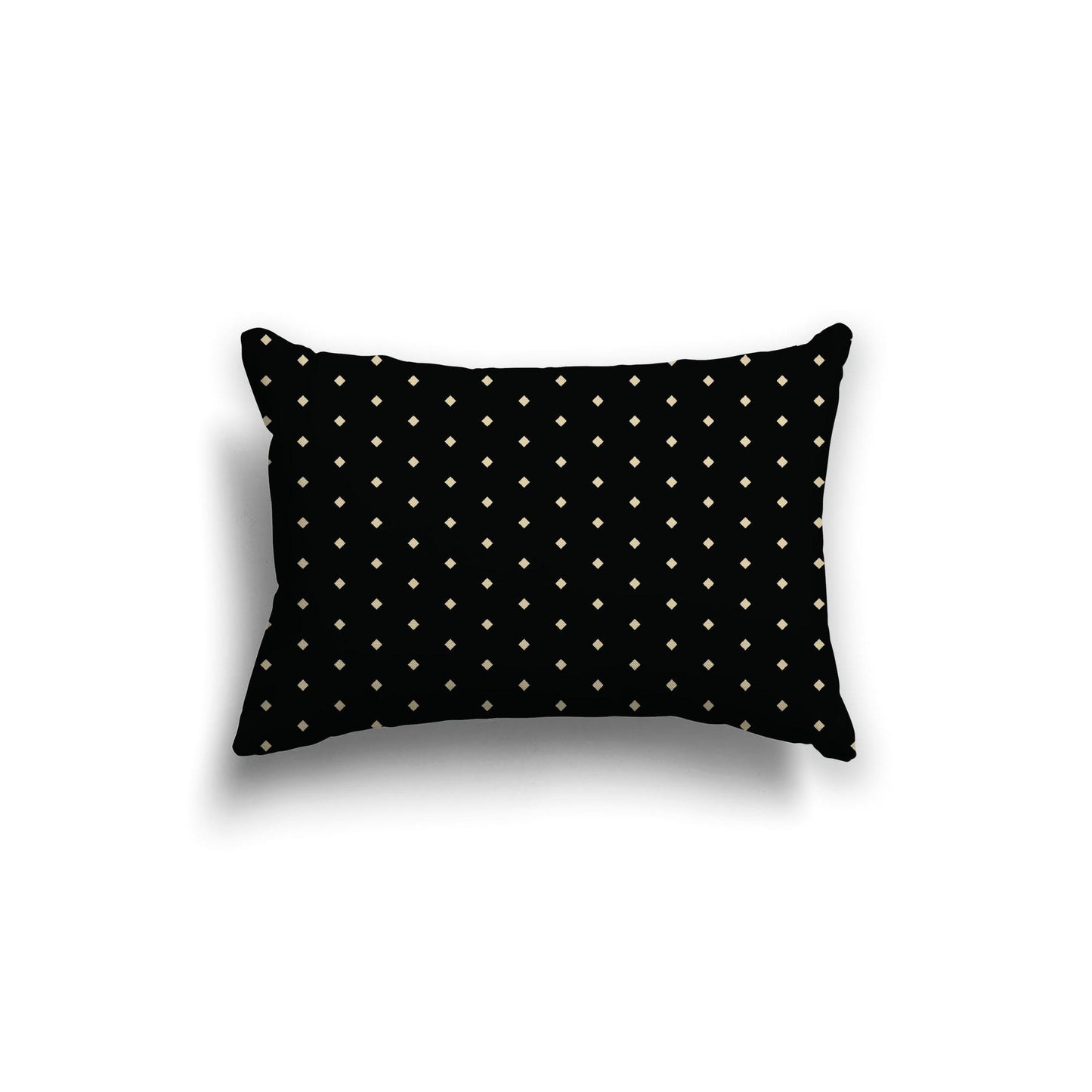 Black Spun Polyester Throw Pillow with Fine Desert Sand Diamonds on Front, Size 20 x 14 inches / 51 x 36 cm