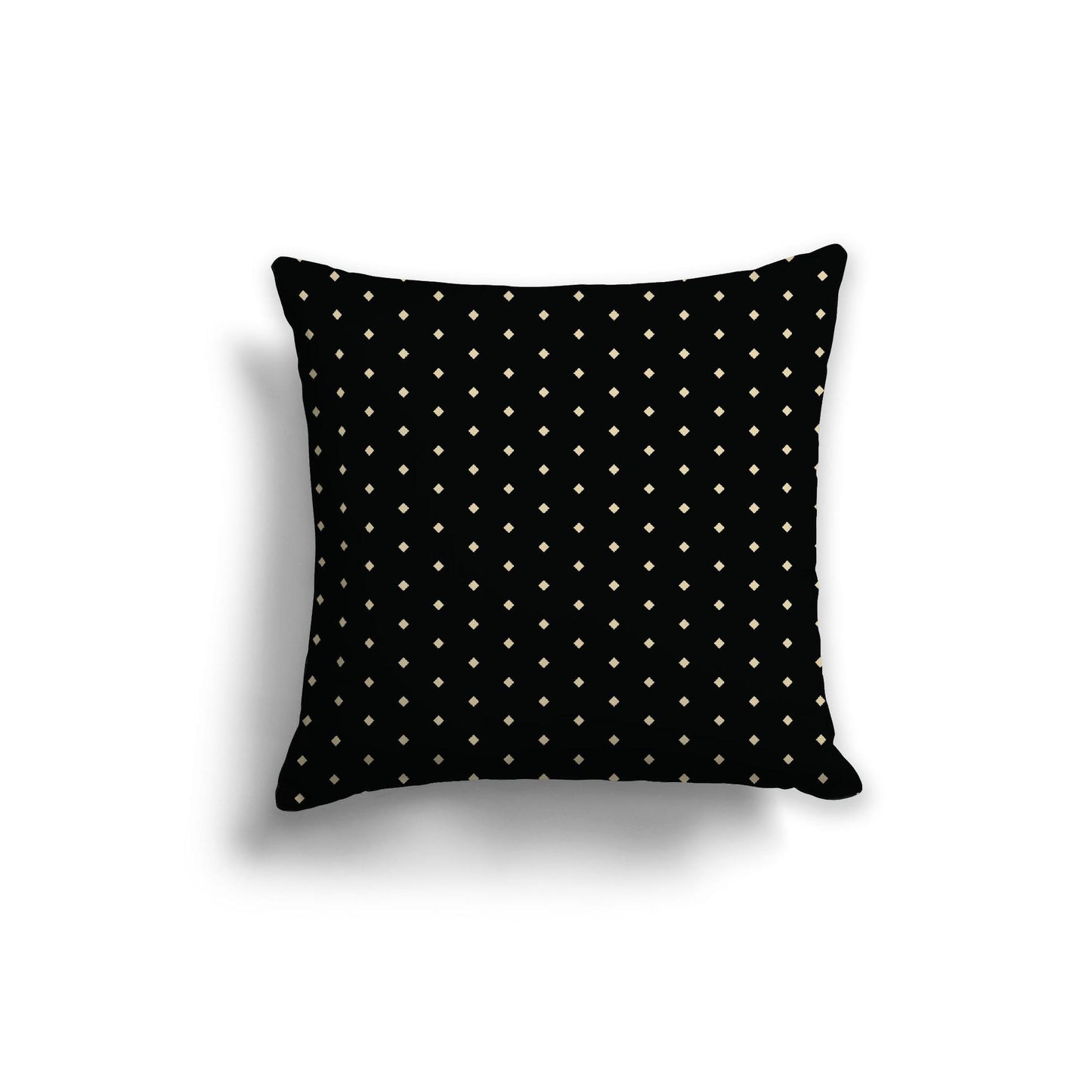 Black Spun Polyester Throw Pillow with Fine Desert Sand Diamonds on Front, Size 20 x 20 inches / 51 x 51 cm