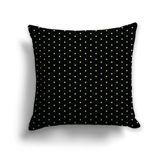 Black Spun Polyester Throw Pillow with Fine Desert Sand Diamonds on Front, Size 26 x 26 inches / 66 x 66 cm