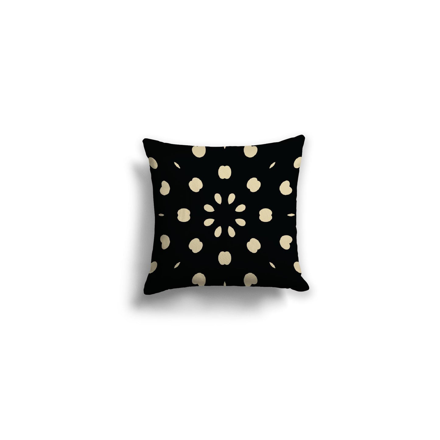 Black Spun Polyester Throw Pillow with Desert Sand Burst Pattern on Front, Size 14 x 14 inches / 36 x 36 cm