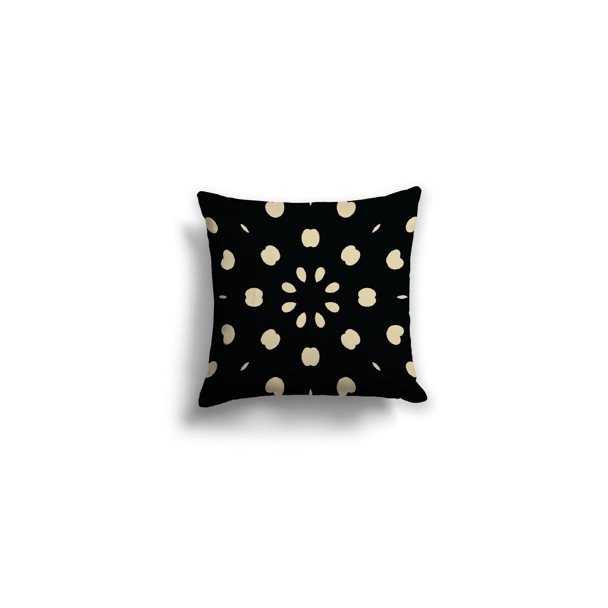 Black Spun Polyester Throw Pillow with Desert Sand Burst Pattern on Front, Size 14 x 14 inches / 36 x 36 cm