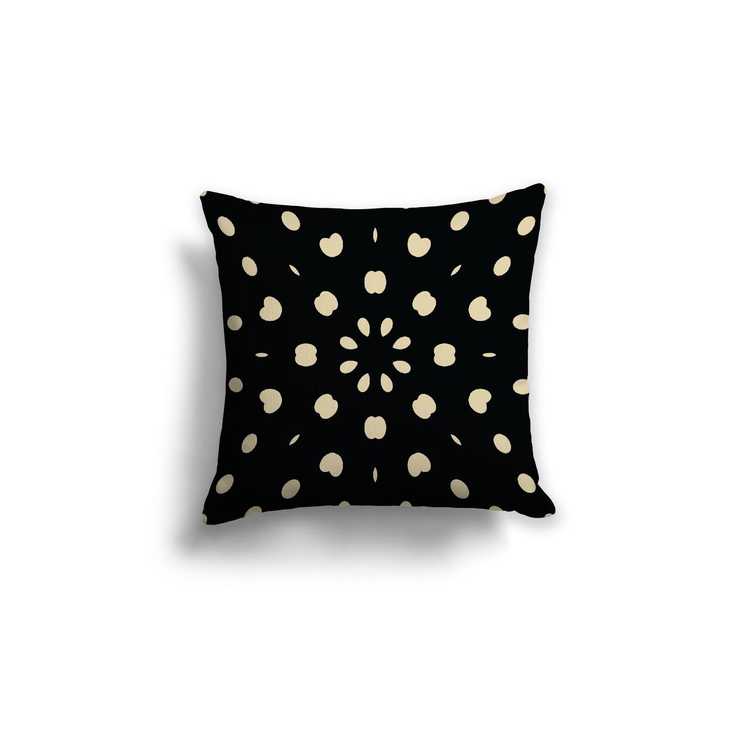 Black Spun Polyester Throw Pillow with Desert Sand Burst Pattern on Front, Size 18 x 18 inches / 46 x 46 cm