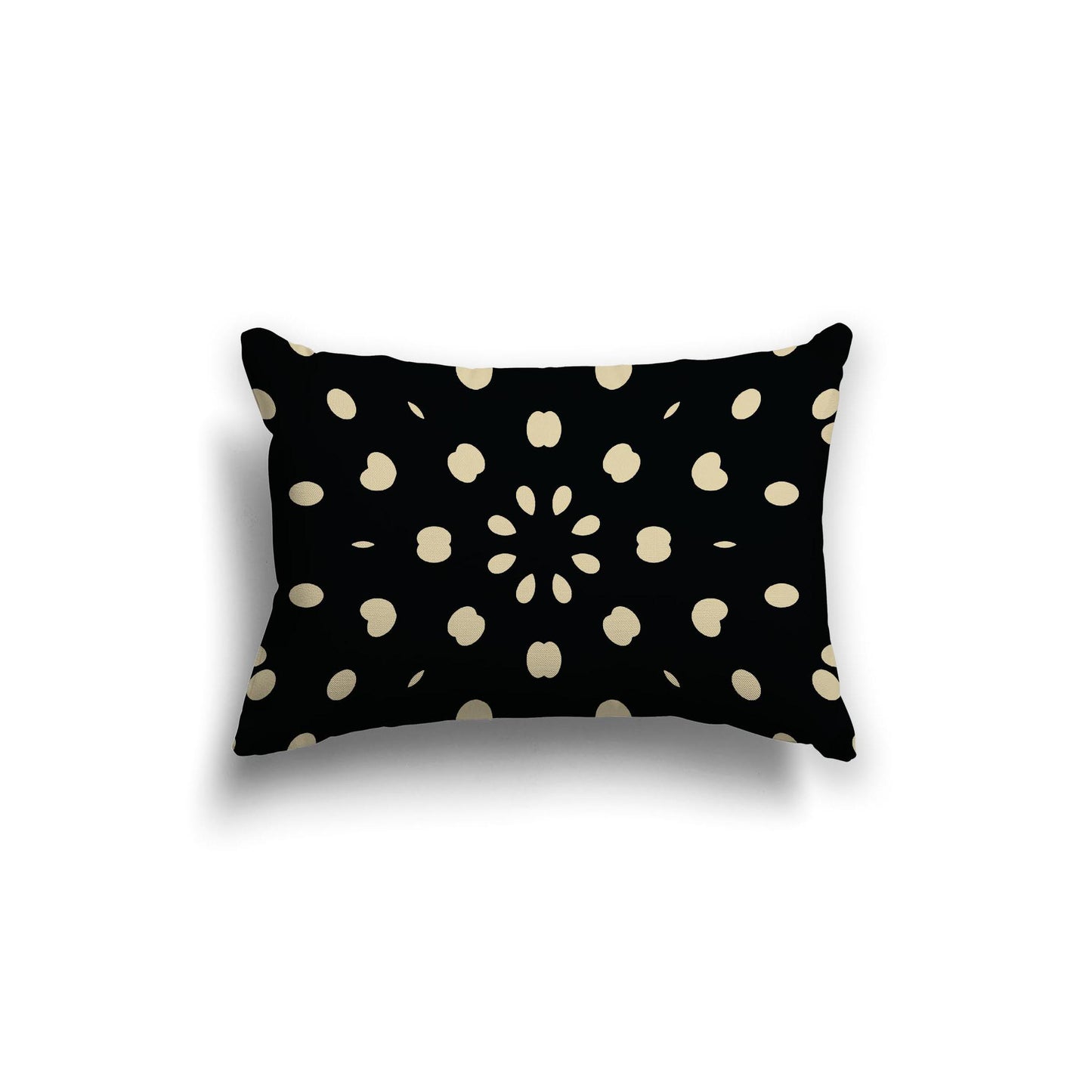 Black Spun Polyester Throw Pillow with Desert Sand Burst Pattern on Front, Size 20 x 14 inches / 51 x 36 cm