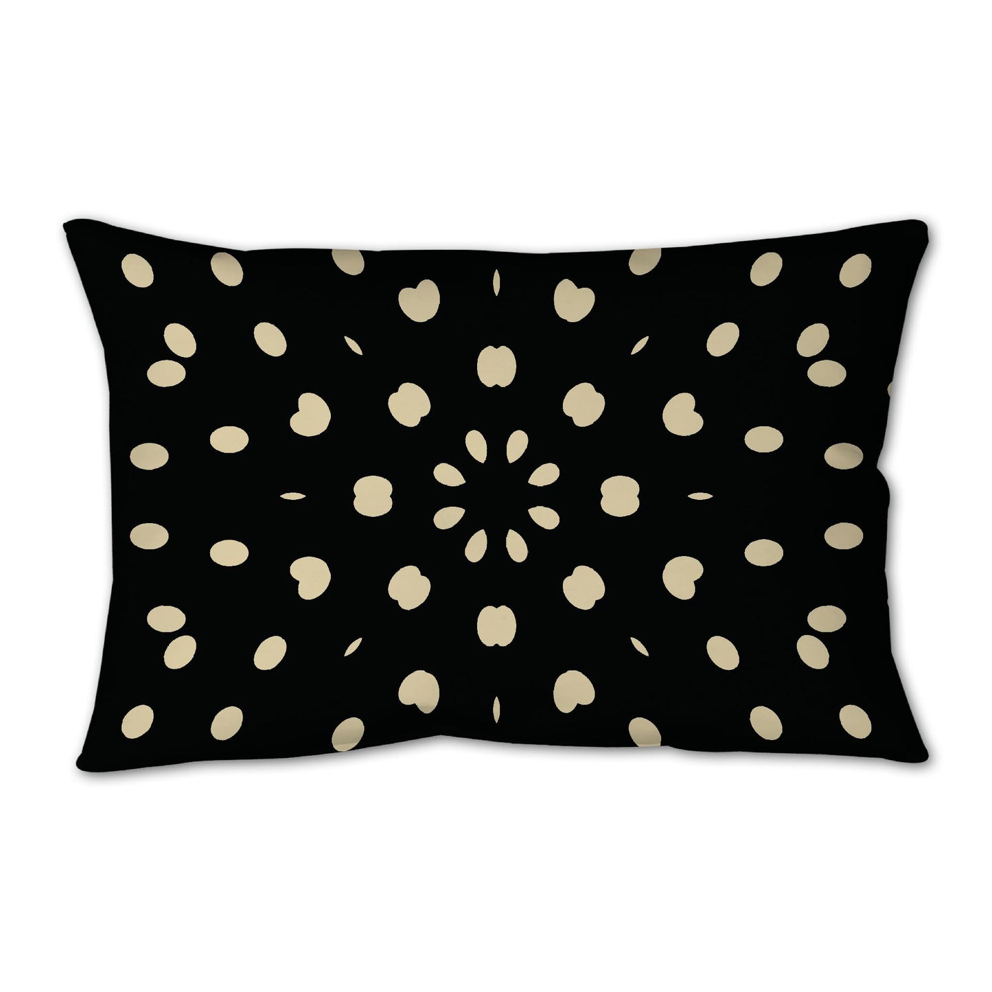Black Spun Polyester Throw Pillow with Desert Sand Burst Pattern on Front, Size 25 x 18 inches / 63.5 x 66 cm