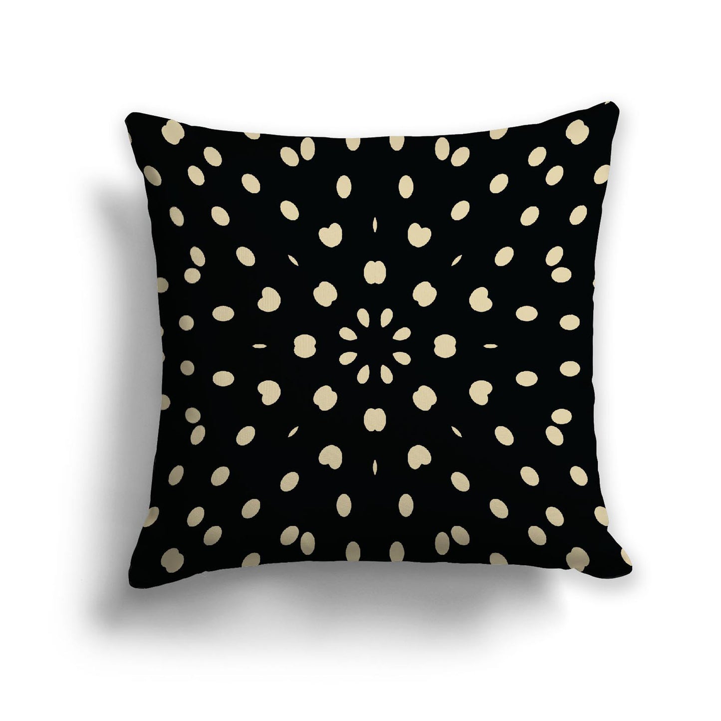 Black Spun Polyester Throw Pillow with Desert Sand Burst Pattern on Front, Size 26 x 26 inches / 66 x 66 cm