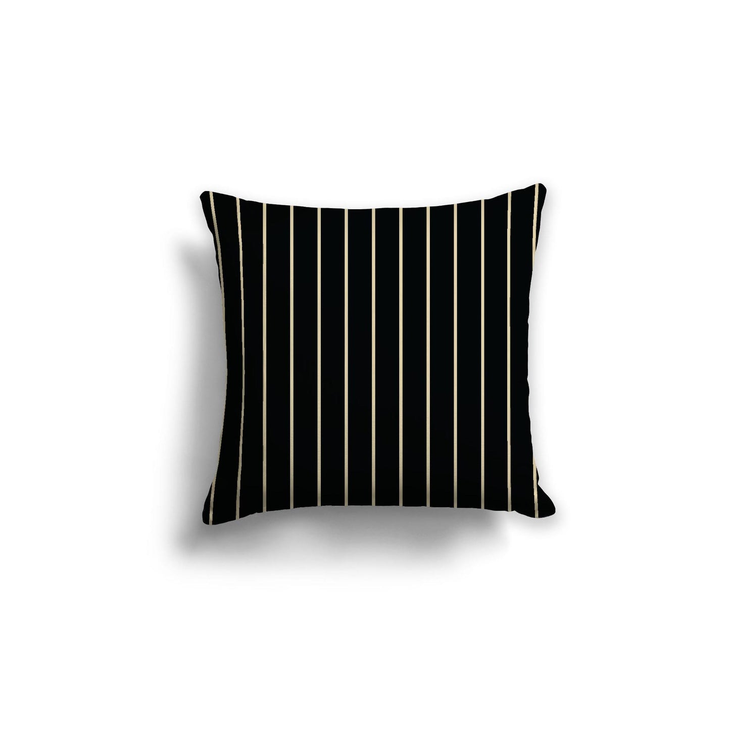 Black Spun Polyester Throw Pillow with Fine Desert Sand Stripes on Front, Size 18 x 18 inches / 46 x 46 cm