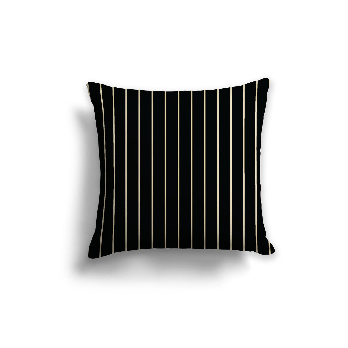 Black Spun Polyester Throw Pillow with Fine Desert Sand Stripes on Front, Size 20 x 20 inches / 51 x 51 cm