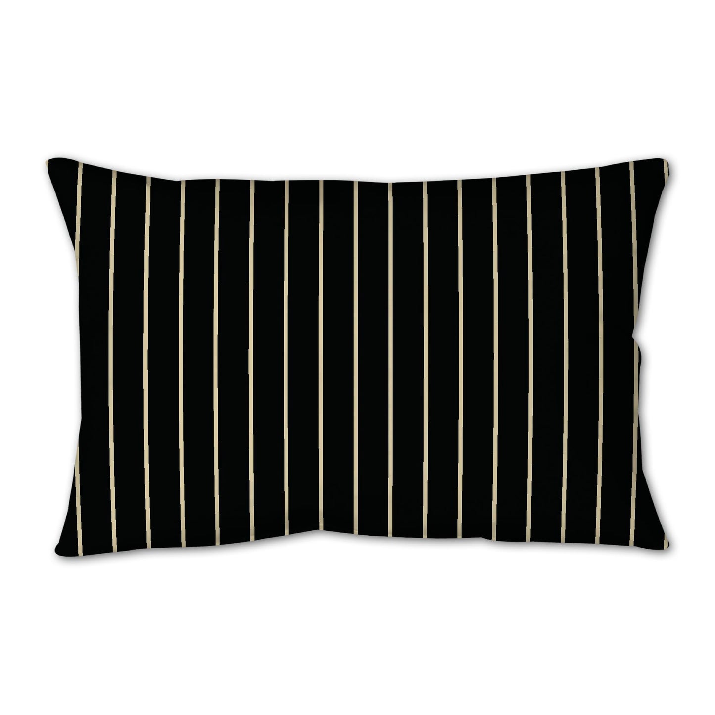 Black Spun Polyester Throw Pillow with Fine Desert Sand Stripes on Front, Size 25 x 18 inches / 63.5 x 66 cm