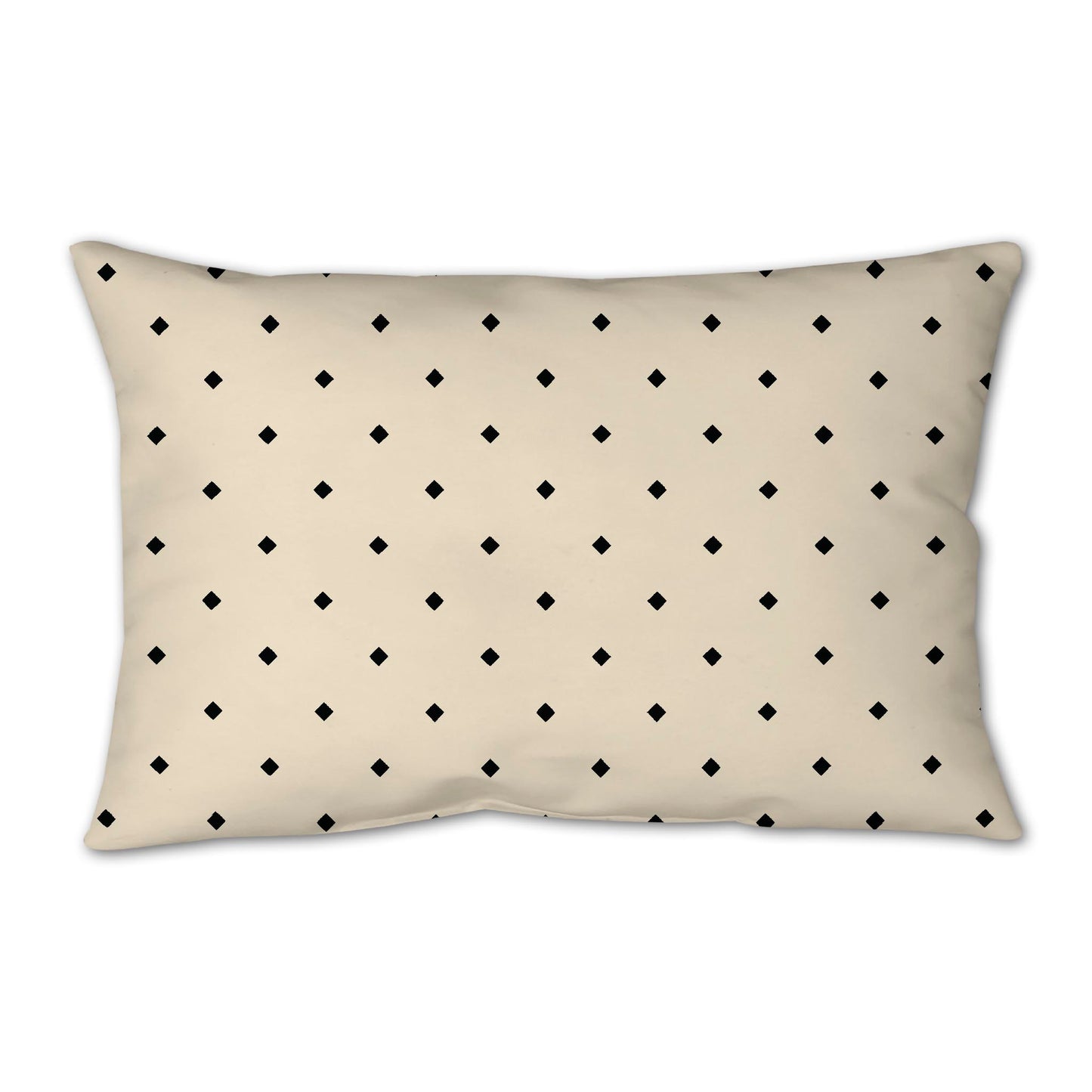 Beige Spun Polyester Throw Pillow with Black Diamonds on Front, Size 25 x 18 inches / 63.5 x 66 cm