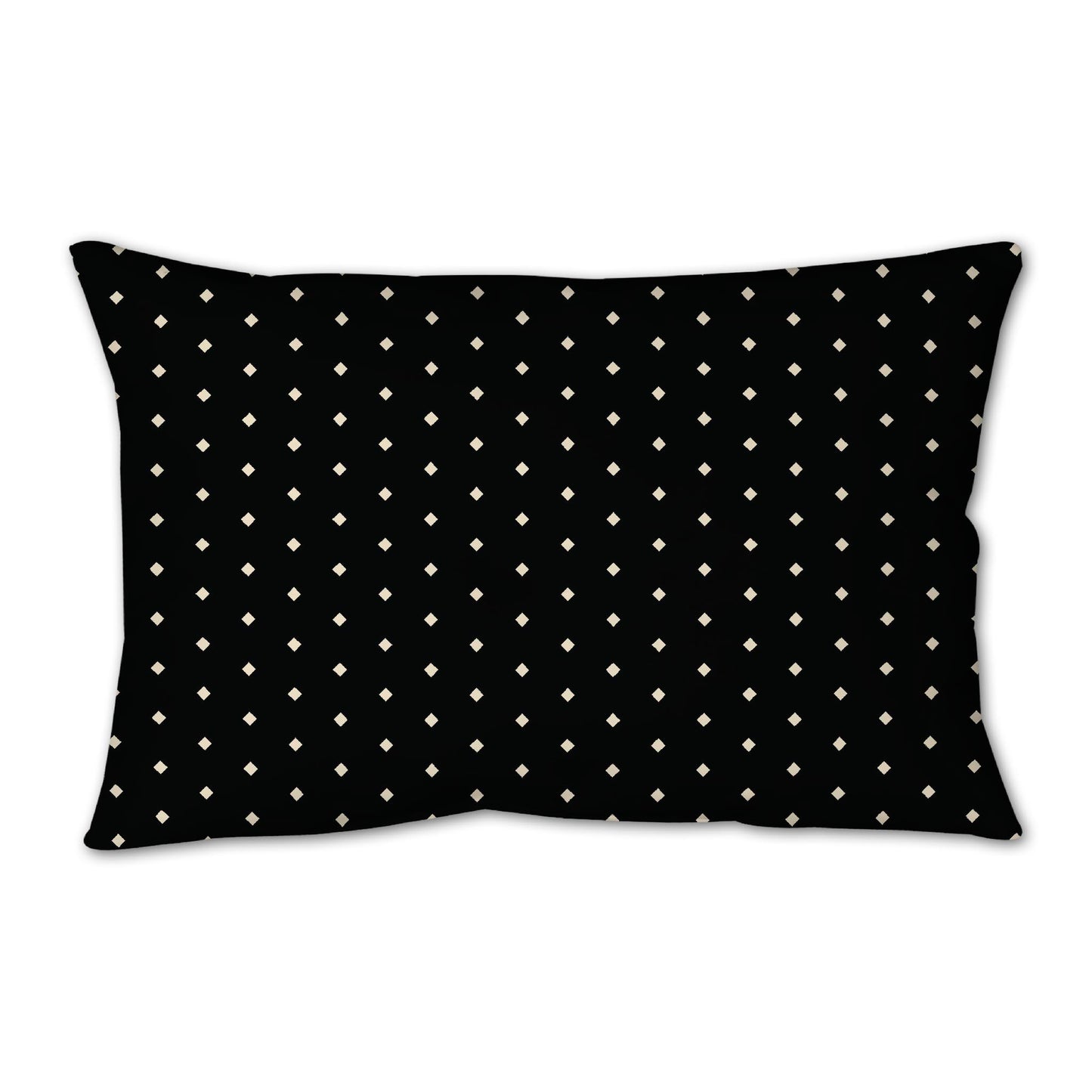 Black Spun Polyester Throw Pillow with Fine Beige Diamonds on Front, Size 25 x 18 inches / 63.5 x 66 cm