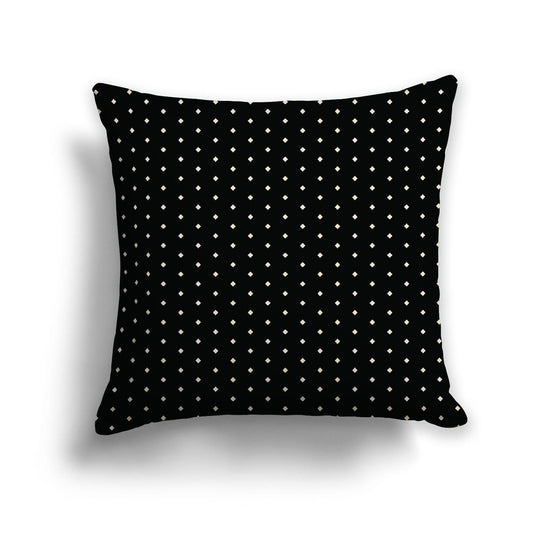 Black Spun Polyester Throw Pillow with Fine Beige Diamonds on Front, Size 26 x 26 inches / 66 x 66 cm