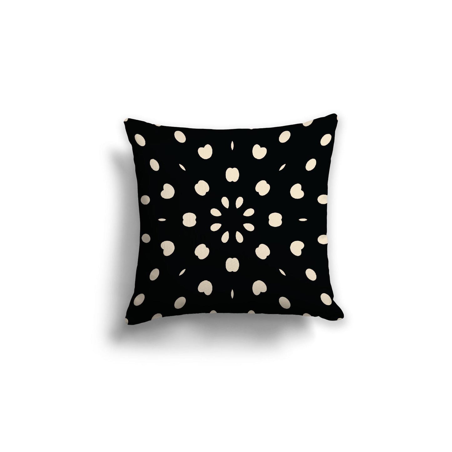 Black Spun Polyester Throw Pillow with Beige Burst Pattern on Front, Size 18 x 18 inches / 46 x 46 cm
