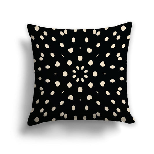 Black Spun Polyester Throw Pillow with Beige Burst Pattern on Front, Size 26 x 26 inches / 66 x 66 cm