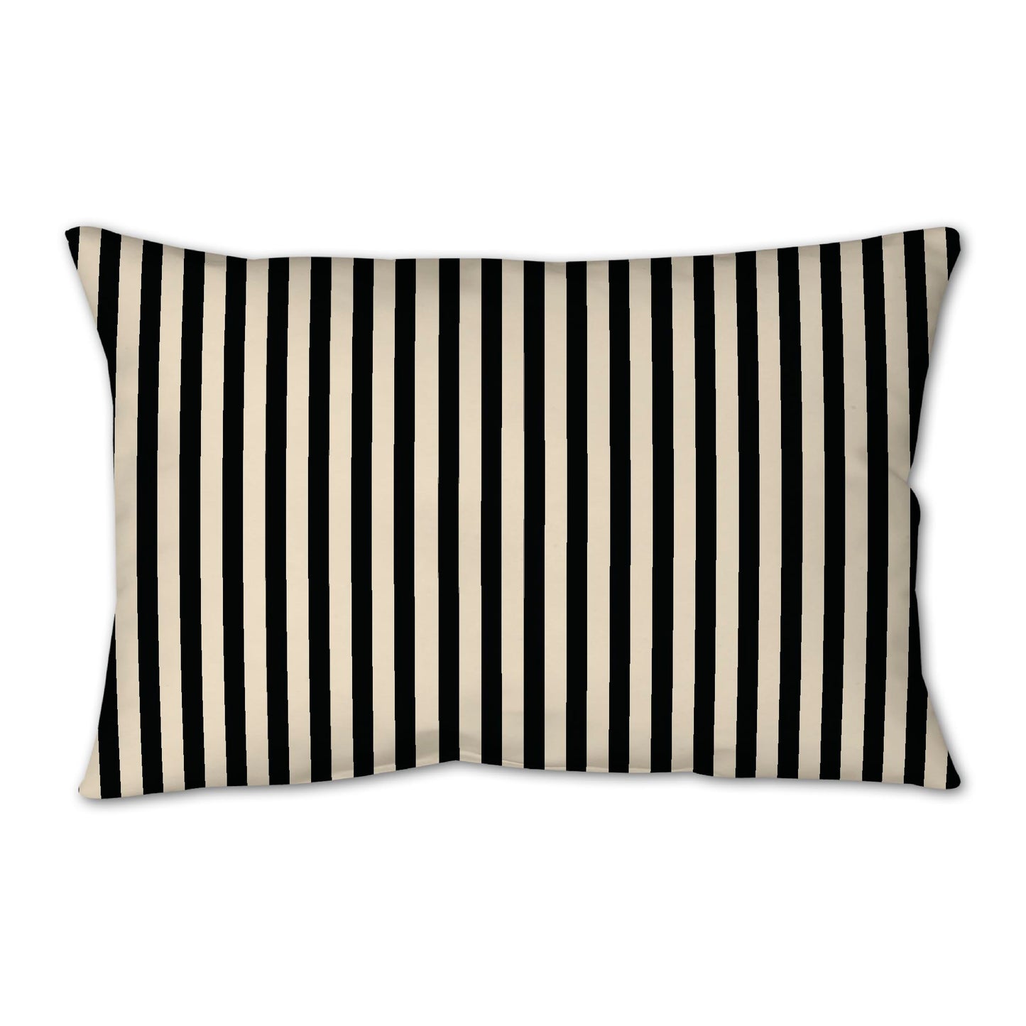 Beige Spun Polyester Throw Pillow with Thin Black Bars on Front, Size 25 x 18 inches / 63.5 x 66 cm