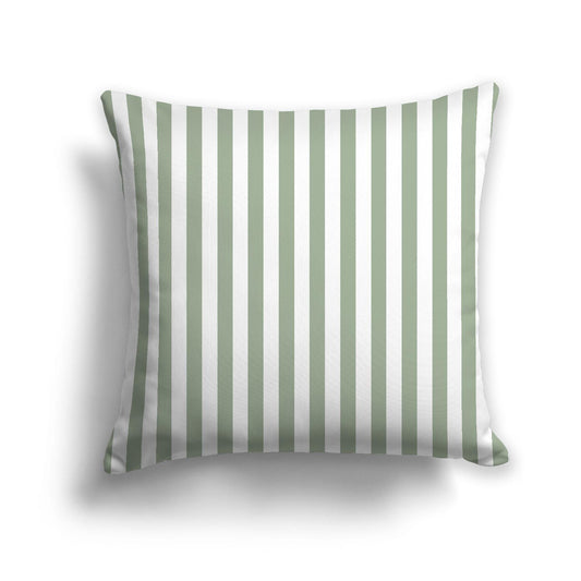 White Spun Polyester Throw Pillow with Green Bars on Front 26 x 26 inches / 66 x 66 cm