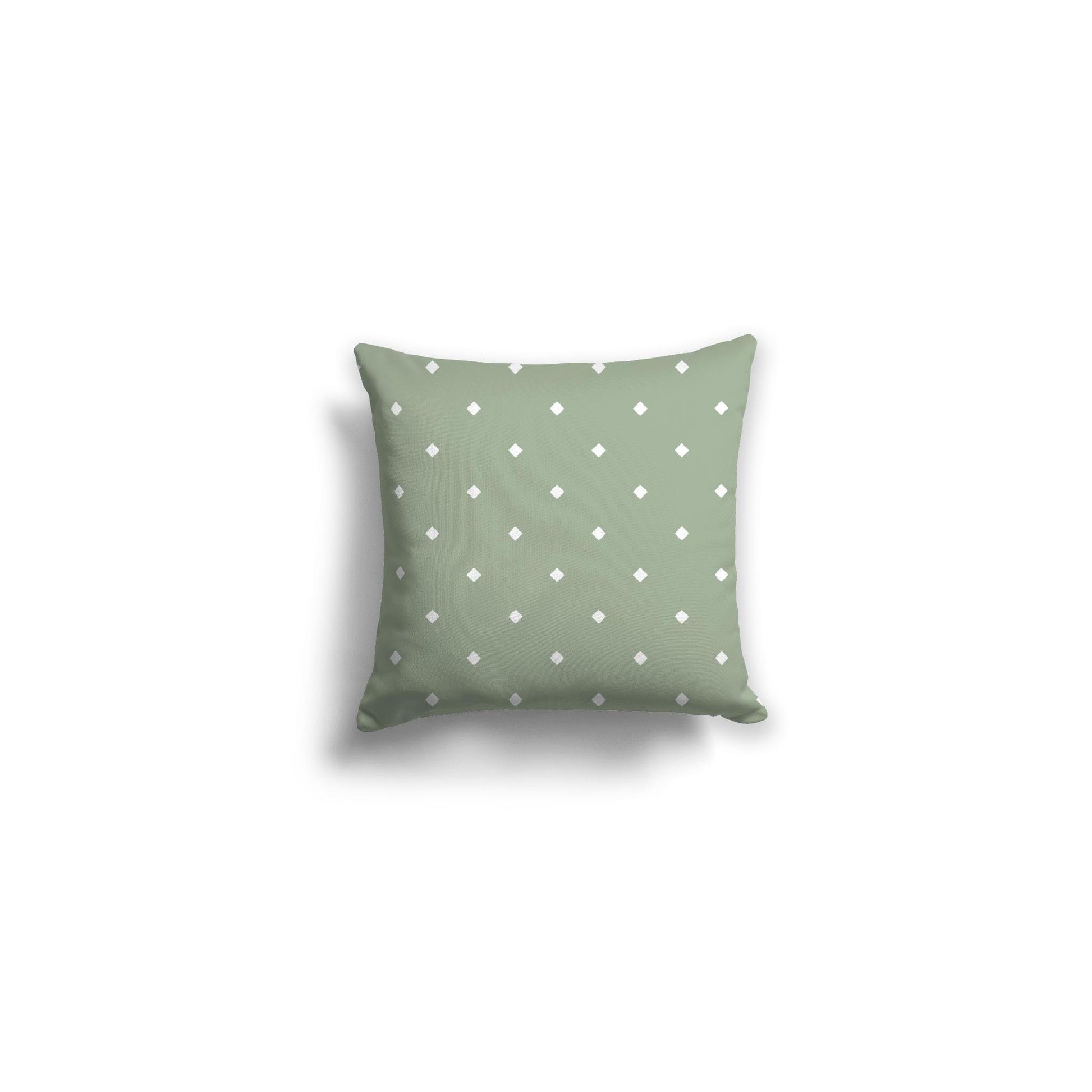 Green Spun Polyester Throw Pillow with White Diamonds on Front 14 x 14 inches / 36 x 36 cm