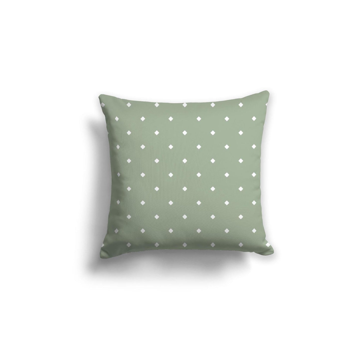 Green Spun Polyester Throw Pillow with White Diamonds on Front 18 x 18 inches / 46 x 46 cm