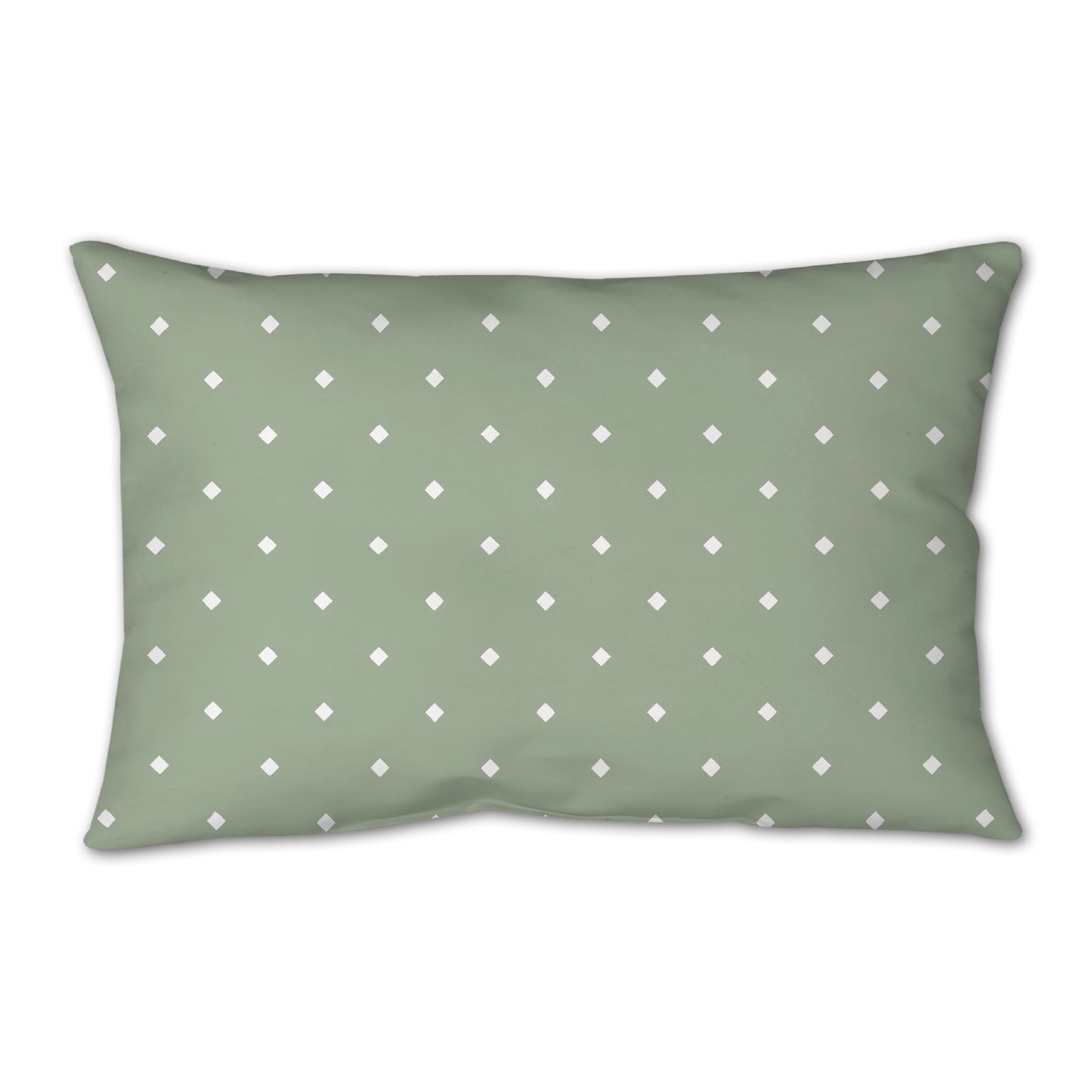 Green Spun Polyester Throw Pillow with White Diamonds on Front 25 x 18 inches / 63.5 x 66 cm