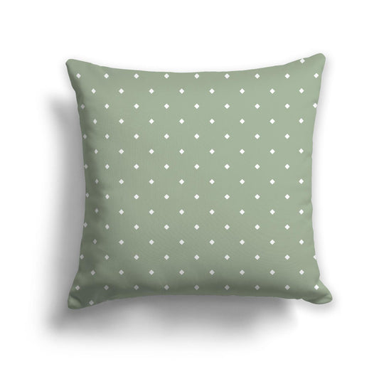 Green Spun Polyester Throw Pillow with White Diamonds on Front 26 x 26 inches / 66 x 66 cm