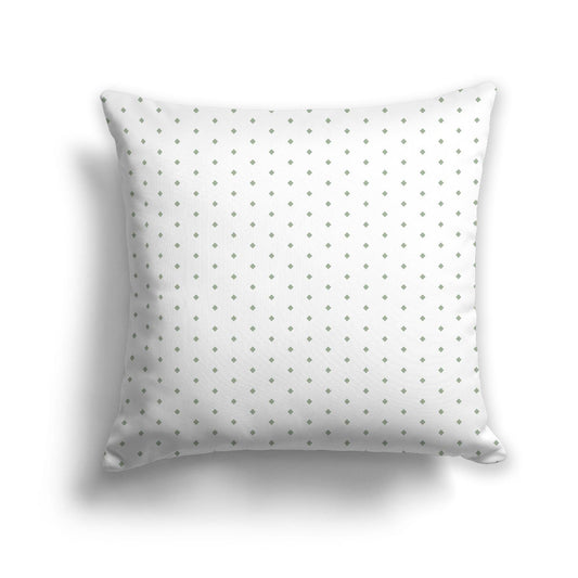 White Spun Polyester Throw Pillow with Fine Green Diamonds on Front 26 x 26 inches / 66 x 66 cm