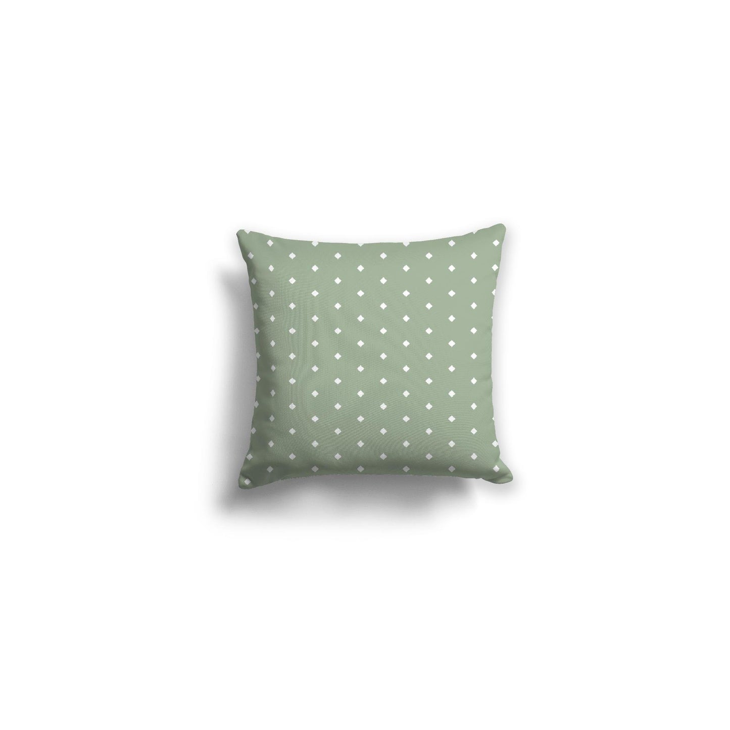 Green Spun Polyester Throw Pillow with Fine White Diamonds on Front 14 x 14 inches / 36 x 36 cm