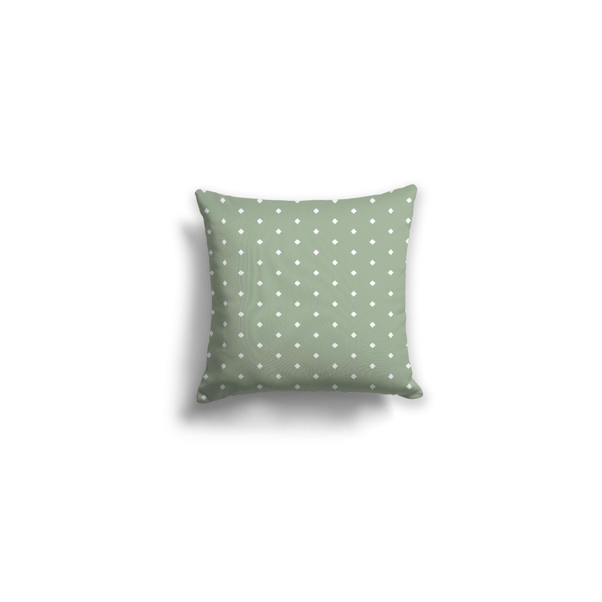 Green Spun Polyester Throw Pillow with Fine White Diamonds on Front 14 x 14 inches / 36 x 36 cm