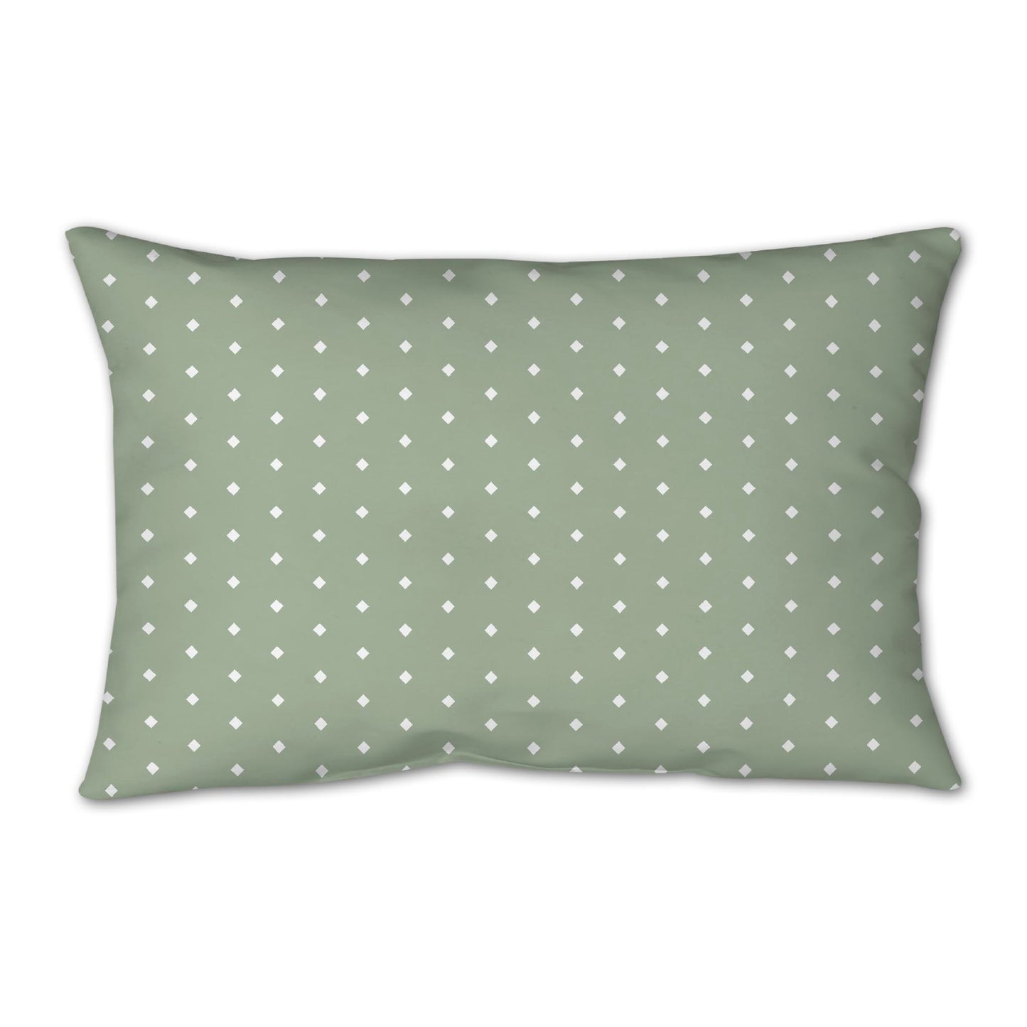 Green Spun Polyester Throw Pillow with Fine White Diamonds on Front 25 x 18 inches / 63.5 x 66 cm