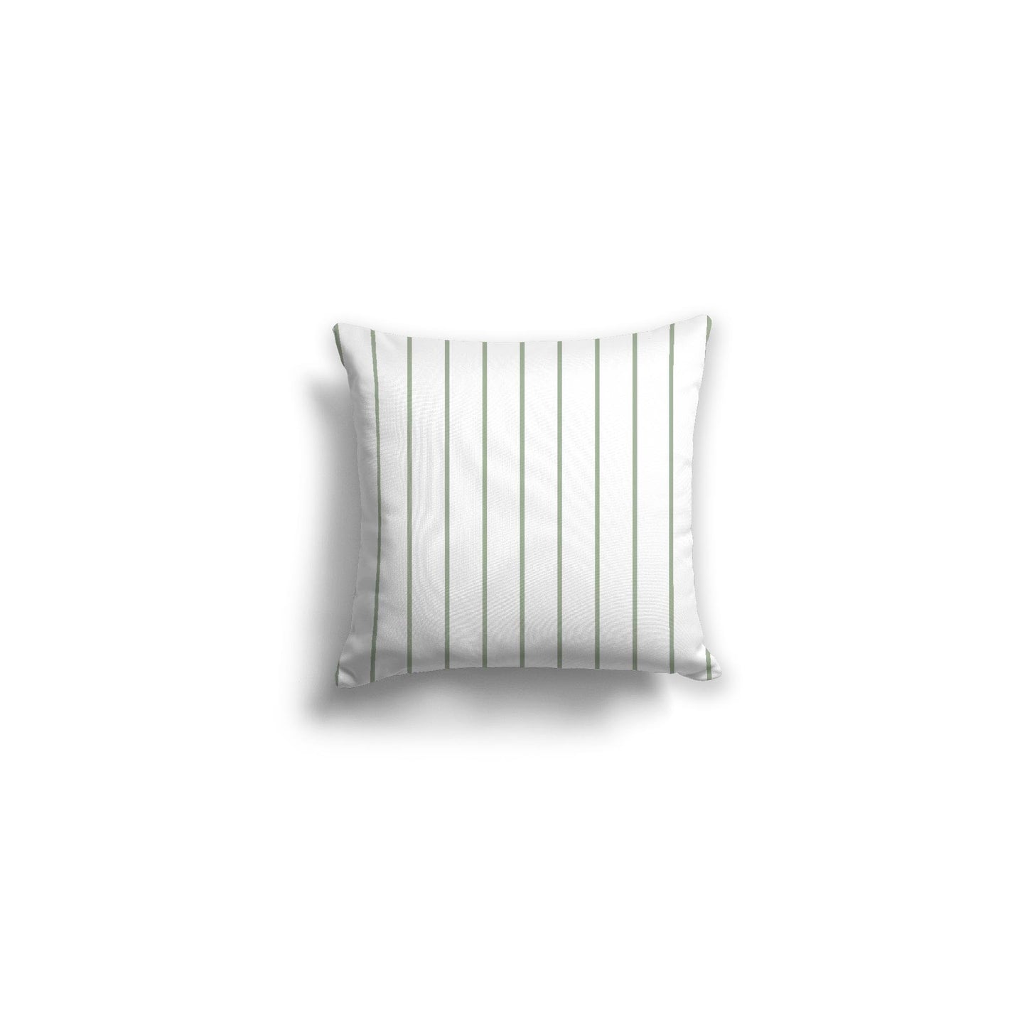White Spun Polyester Throw Pillow with Fine Green Stripes on Front 14 x 14 inches / 36 x 36 cm