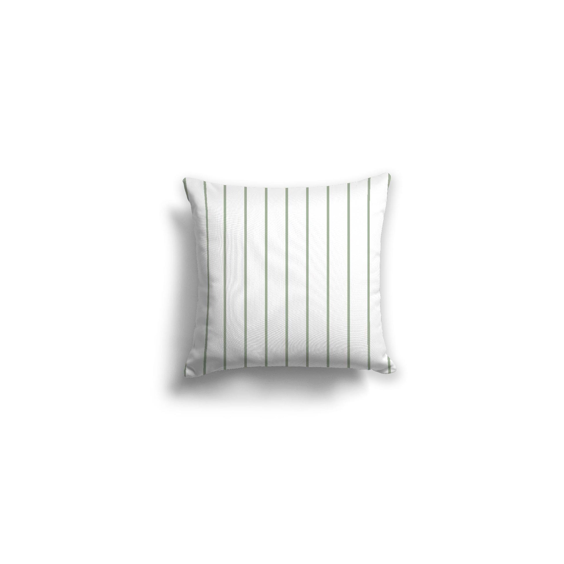 White Spun Polyester Throw Pillow with Fine Green Stripes on Front 14 x 14 inches / 36 x 36 cm
