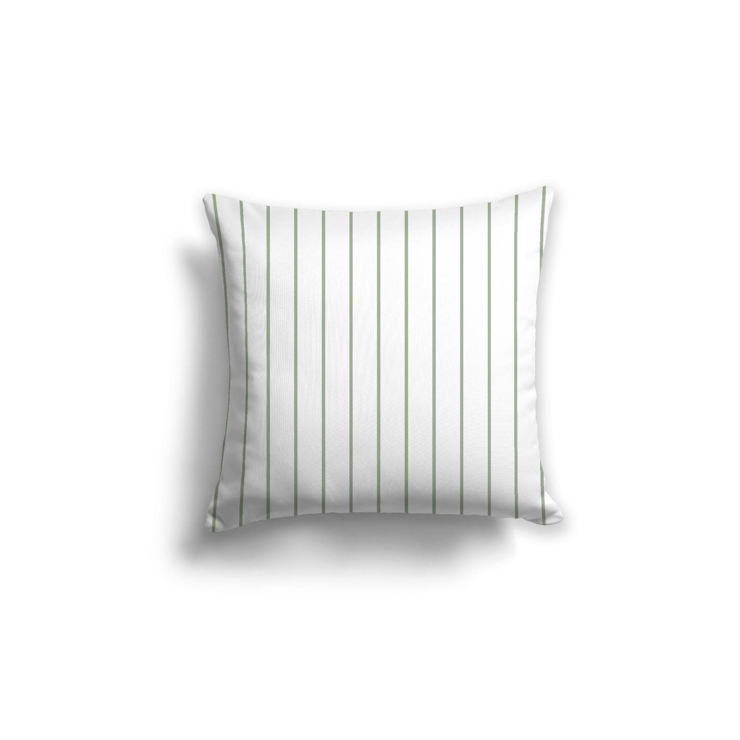 White Spun Polyester Throw Pillow with Fine Green Stripes on Front 18 x 18 inches / 46 x 46 cm
