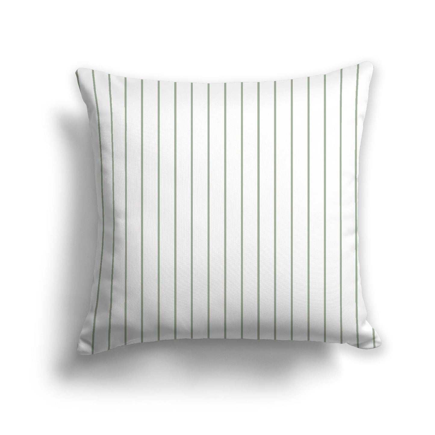 White Spun Polyester Throw Pillow with Fine Green Stripes on Front 26 x 26 inches / 66 x 66 cm