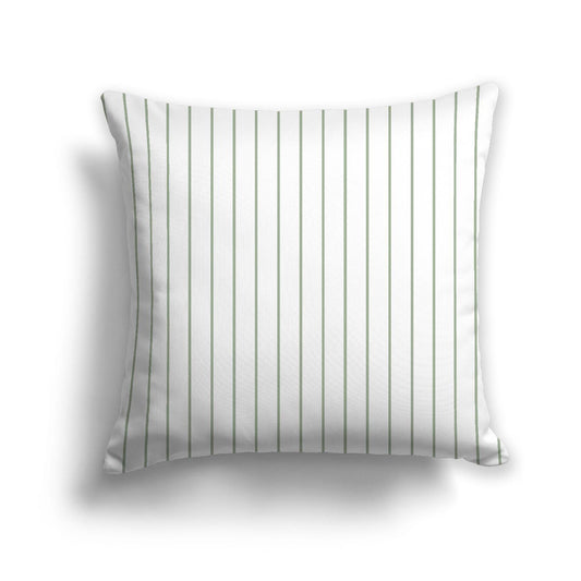 White Spun Polyester Throw Pillow with Fine Green Stripes on Front 26 x 26 inches / 66 x 66 cm