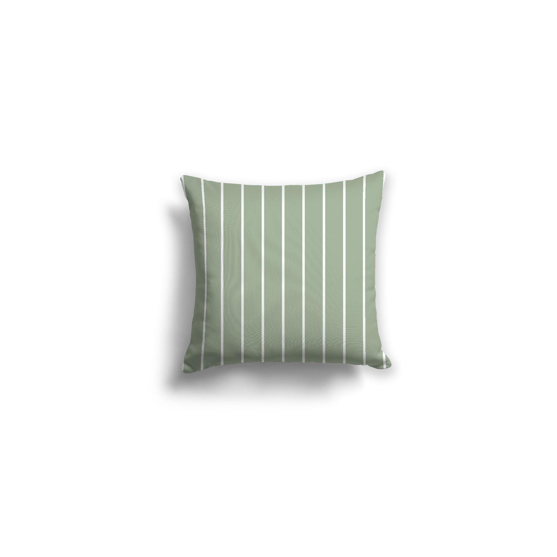 Green Spun Polyester Throw Pillow with Fine White Stripes on Front 14 x 14 inches / 36 x 36 cm