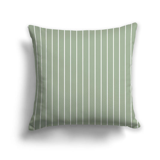 Green Spun Polyester Throw Pillow with Fine White Stripes on Front 26 x 26 inches / 66 x 66 cm