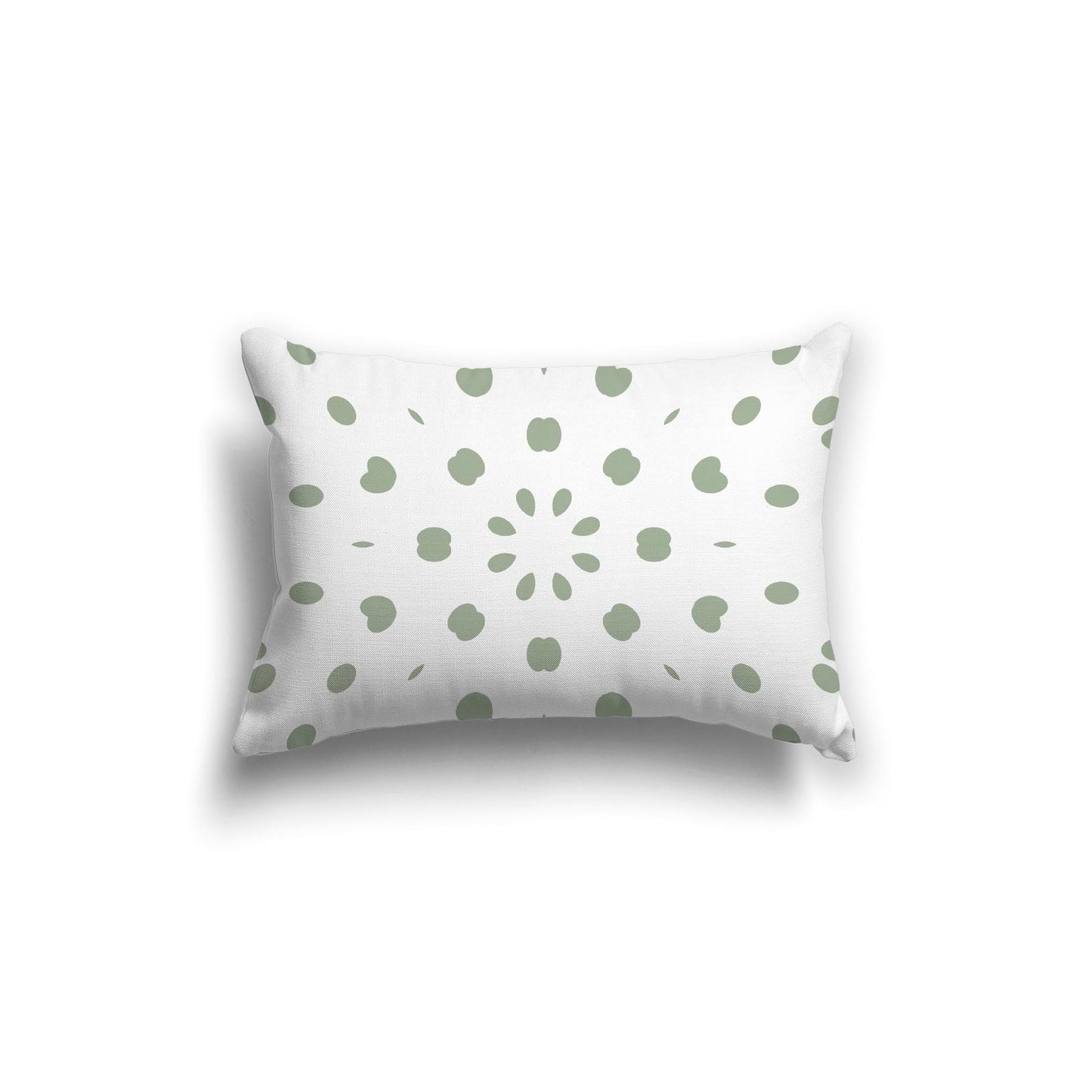 White Spun Polyester Throw Pillow with Green Burst Pattern on Front 20 x 14 inches / 51 x 36 cm